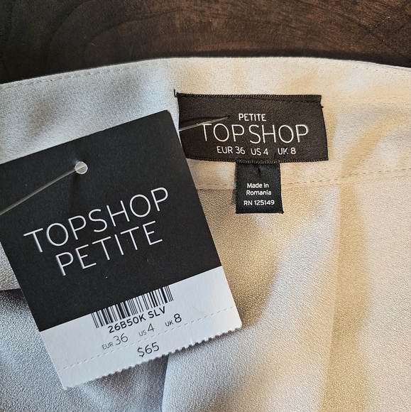 Topshop Flutter Sleeve Open Shoulder Blouse, Light Gray, Size 4 - Picture 12 of 12